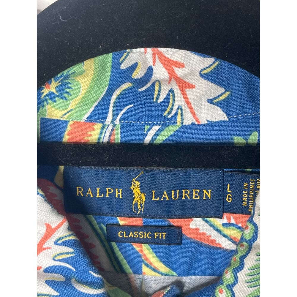 Polo Ralph Lauren Button Down Long Sleeve Hawaiian Shirt Classic Fit Size Large - Picture 3 of 6